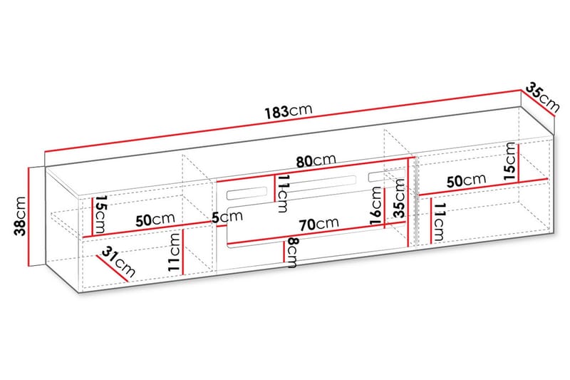 Kanki TV-benk 183 cm - Svart - Møbler - TV- & Mediamøbler - TV benk & mediabenk