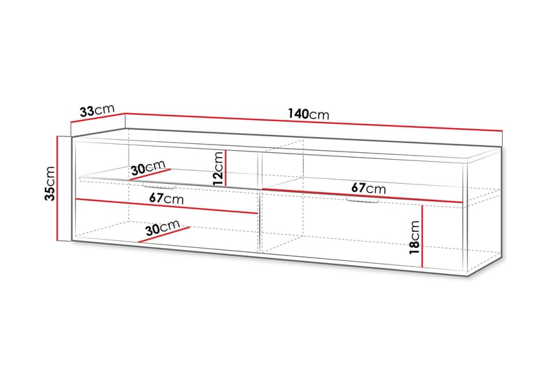Kanon TV-benk 140 cm - Hvit - Møbler - TV- & Mediamøbler - TV benk & mediabenk