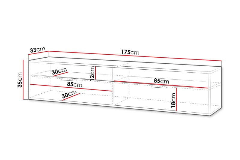 Kanon TV-benk 175 cm - Hvit - Møbler - TV- & Mediamøbler - TV benk & mediabenk