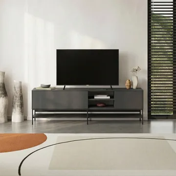 Kenvor TV-benk 180 cm - Anthracite/Wood Black/Black - Møbler - TV- & Mediamøbler - TV benk & mediabenk