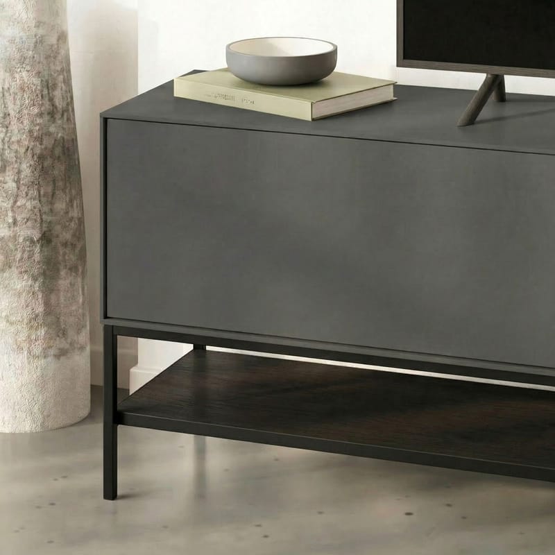 Kenvor TV-benk 180 cm - Anthracite/Wood Black/Black - Møbler - TV- & Mediamøbler - TV benk & mediabenk