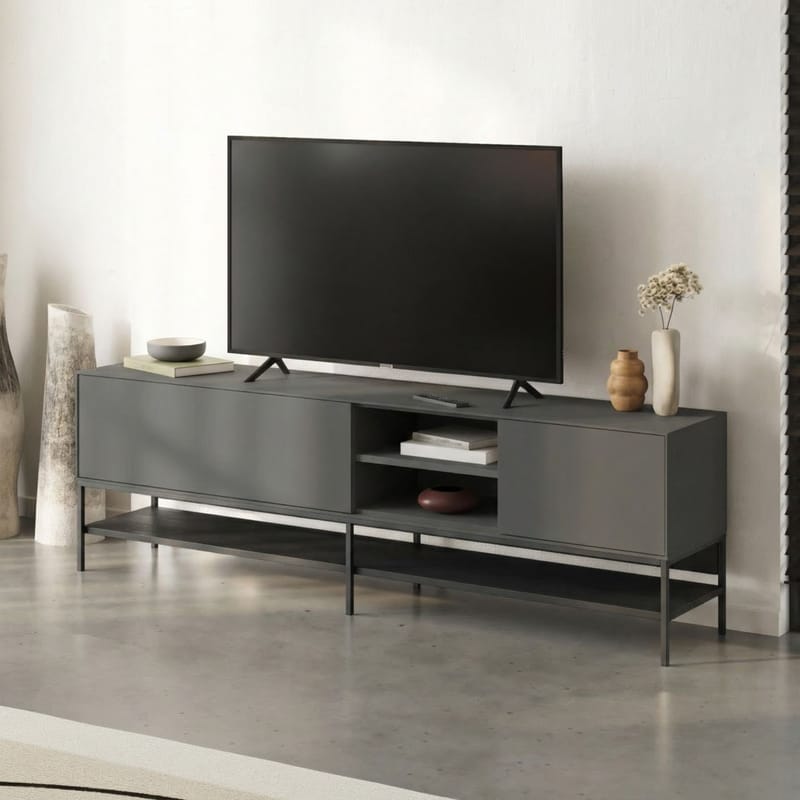 Kenvor TV-benk 180 cm, Anthracite/Wood Black/Black