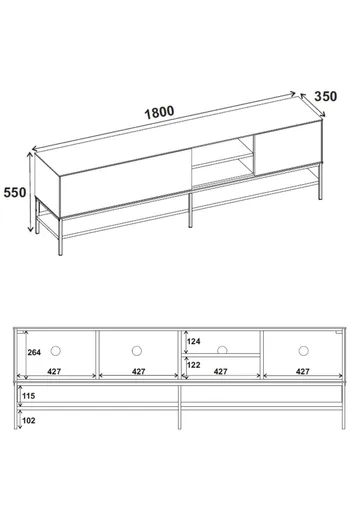Kenvor TV-benk 180 cm - Anthracite/Wood Black/Black - Møbler - TV- & Mediamøbler - TV benk & mediabenk