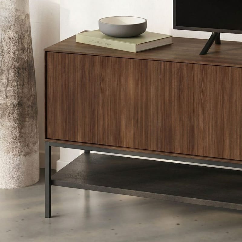 Kenvor TV-benk 180 cm - Milano Walnut, Wood Black, Black - Møbler - TV- & Mediamøbler - TV benk & mediabenk