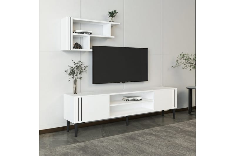 Klyne TV-møbelsett 140x29,6 cm - Hvit - Møbler - TV- & Mediamøbler - TV-møbelsett