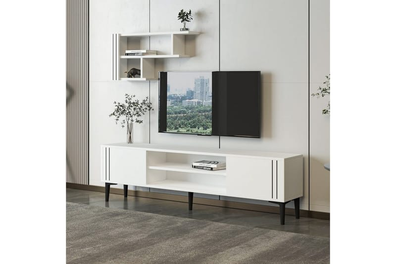 Klyne TV-møbelsett 140x29,6 cm - Hvit - Møbler - TV- & Mediamøbler - TV-møbelsett