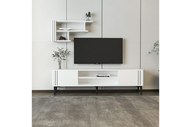 Klyne TV-møbelsett 140x29,6 cm - Hvit - Møbler - TV- & Mediamøbler - TV-møbelsett