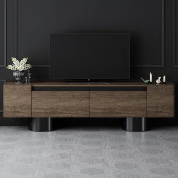 Kumail TV-benk 180 cm - Brun/Svart - Møbler - TV- & Mediamøbler - TV benk & mediabenk