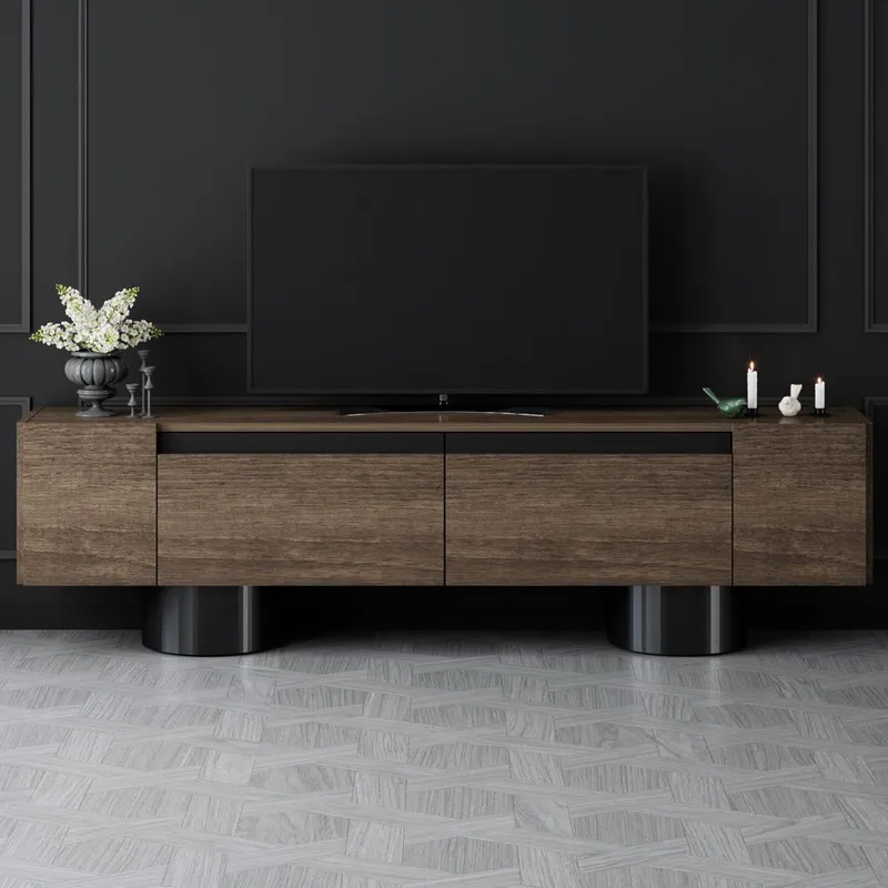 Kumail TV-benk 180 cm - Brun/Svart - Møbler - TV- & Mediamøbler - TV benk & mediabenk