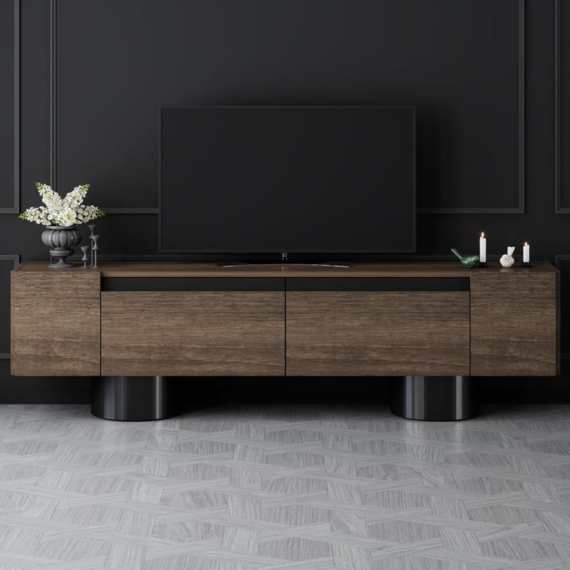 Kumail TV-benk 180 cm - Brun/Svart - Møbler - TV- & Mediamøbler - TV benk & mediabenk