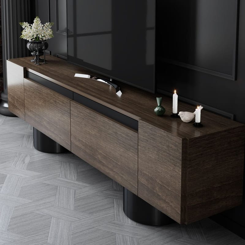 Kumail TV-benk 180 cm - Brun/Svart - Møbler - TV- & Mediamøbler - TV benk & mediabenk