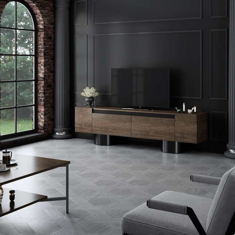 Kumail TV-benk 180 cm - Brun/Svart - Møbler - TV- & Mediamøbler - TV benk & mediabenk