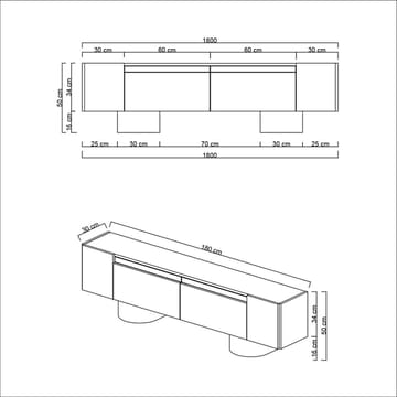Kumail TV-benk 180 cm - Brun/Svart - Møbler - TV- & Mediamøbler - TV benk & mediabenk