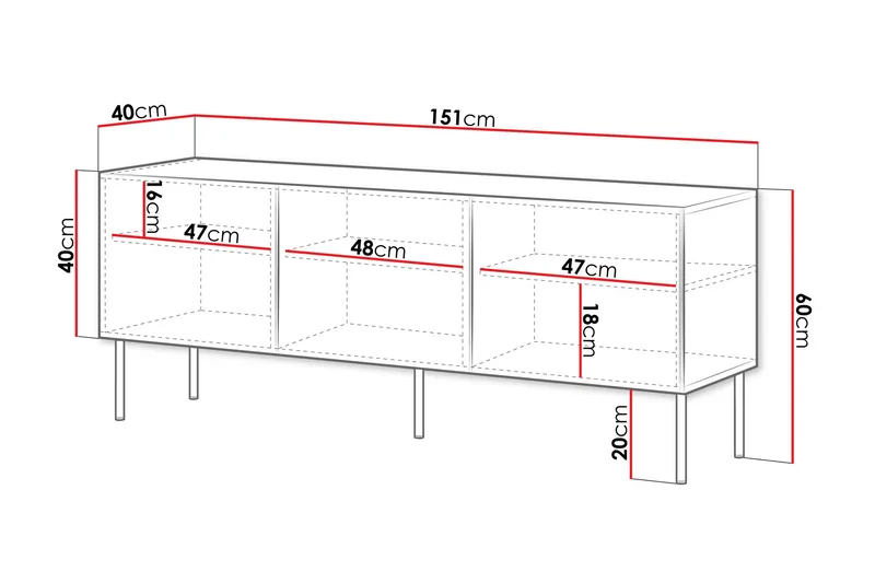 Laholm TV-benk 151 cm - Hvit - Møbler - TV- & Mediamøbler - TV benk & mediabenk