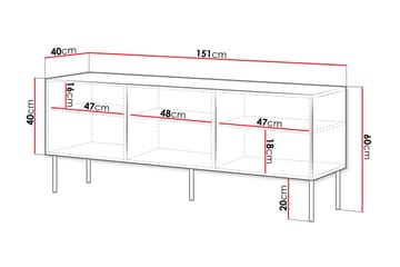 Laholm TV-benk 151 cm - Svart - Møbler - TV- & Mediamøbler - TV benk & mediabenk