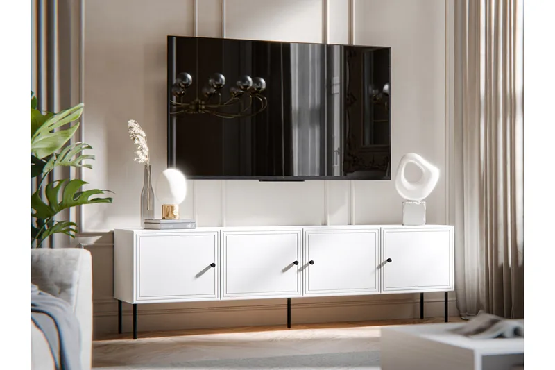 Laholm TV-benk 201 cm - Hvit - Møbler - TV- & Mediamøbler - TV benk & mediabenk