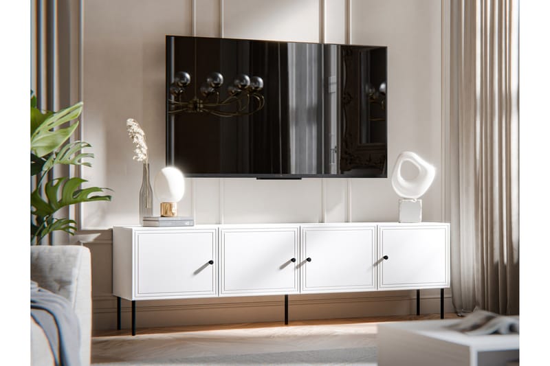 Laholm TV-benk 201 cm - Hvit - Møbler - TV- & Mediamøbler - TV benk & mediabenk