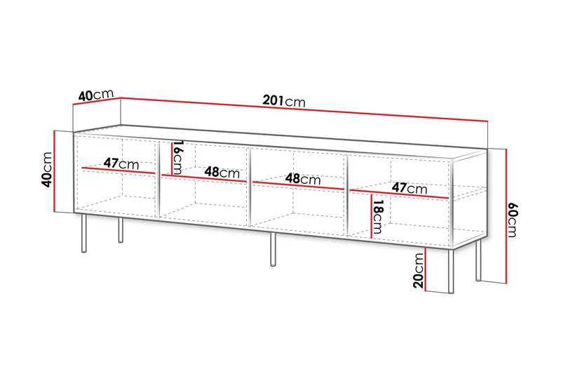 Laholm TV-benk 201 cm - Svart - Møbler - TV- & Mediamøbler - TV benk & mediabenk