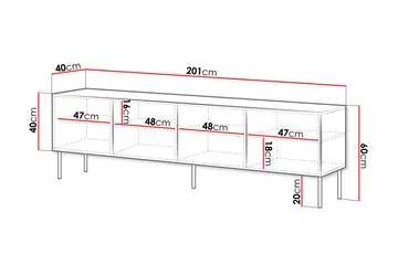 Laholm TV-benk 201 cm - Svart - Møbler - TV- & Mediamøbler - TV benk & mediabenk
