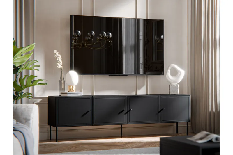 Laholm TV-benk 201 cm - Svart - Møbler - TV- & Mediamøbler - TV benk & mediabenk