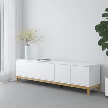 Lav skjenk Loft24 Pelle Hvit/Wotan-eik - Hvit / Wotan-eik - Møbler - TV- & Mediamøbler - TV benk & mediabenk