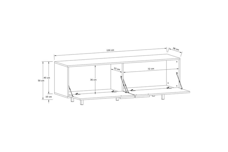 Lavbord Alberto 150x38x50 cm, Hvit - 150x38x50 cm, Hvit - Møbler - TV- & Mediamøbler - TV benk & mediabenk
