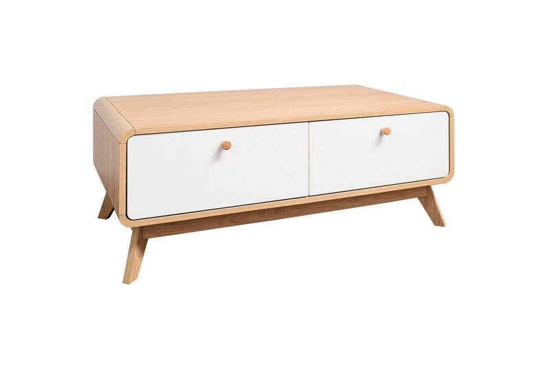 Lavbord Cassie 100x51x40 cm, Eik/Hvit - 100x51x40 cm, Eik/Hvit - Møbler - TV- & Mediamøbler - TV benk & mediabenk