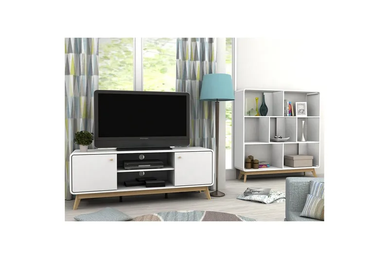 Lavbord Cassie 140x39x53 cm, Hvit/Hvit - 140x39x53 cm, Hvit/Hvit - Møbler - TV- & Mediamøbler - TV benk & mediabenk
