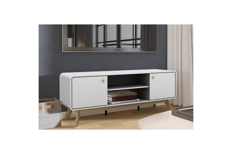 Lavbord Cassie 140x39x53 cm, Hvit/Hvit - 140x39x53 cm, Hvit/Hvit - Møbler - TV- & Mediamøbler - TV benk & mediabenk