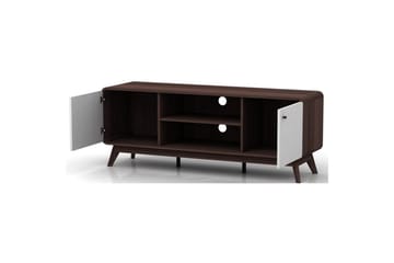 Lavbord Cassie 140x39x53 cm, Valnøtt/Hvit - 140x39x53 cm, Valnøtt/Hvit - Møbler - TV- & Mediamøbler - TV benk & mediabenk