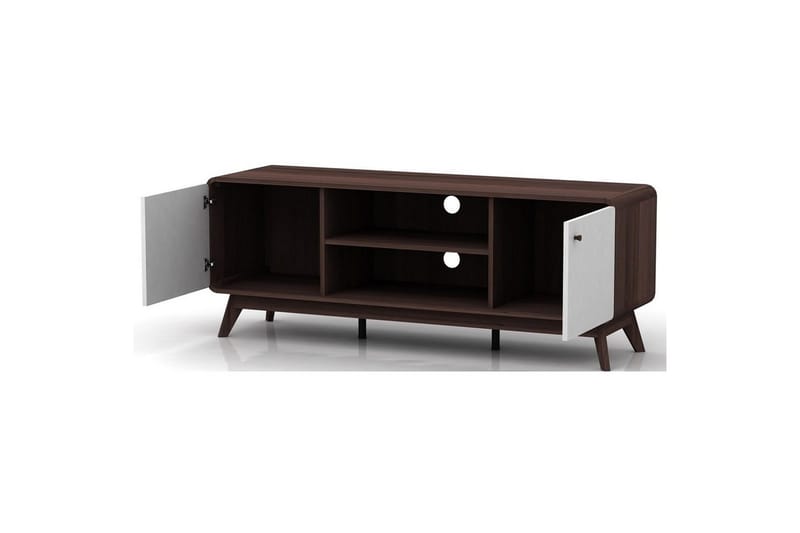 Lavbord Cassie 140x39x53 cm, Valnøtt/Hvit - 140x39x53 cm, Valnøtt/Hvit - Møbler - TV- & Mediamøbler - TV benk & mediabenk