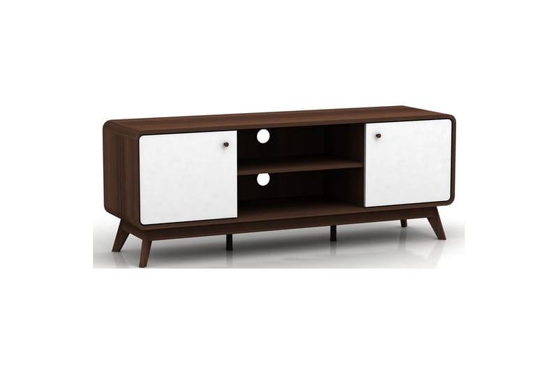 Lavbord Cassie 140x39x53 cm, Valnøtt/Hvit - 140x39x53 cm, Valnøtt/Hvit - Møbler - TV- & Mediamøbler - TV benk & mediabenk