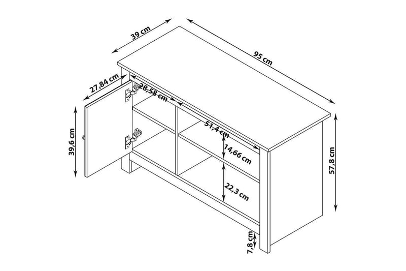 Lavbord Emerald 95x39x58 cm, Natur - 95x39x58 cm, Natur - Møbler - TV- & Mediamøbler - TV benk & mediabenk