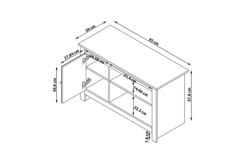 Lavbord Emerald 95x39x58 cm, Natur/Grå - 95x39x58 cm, Natur/Grå - Møbler - TV- & Mediamøbler - TV benk & mediabenk