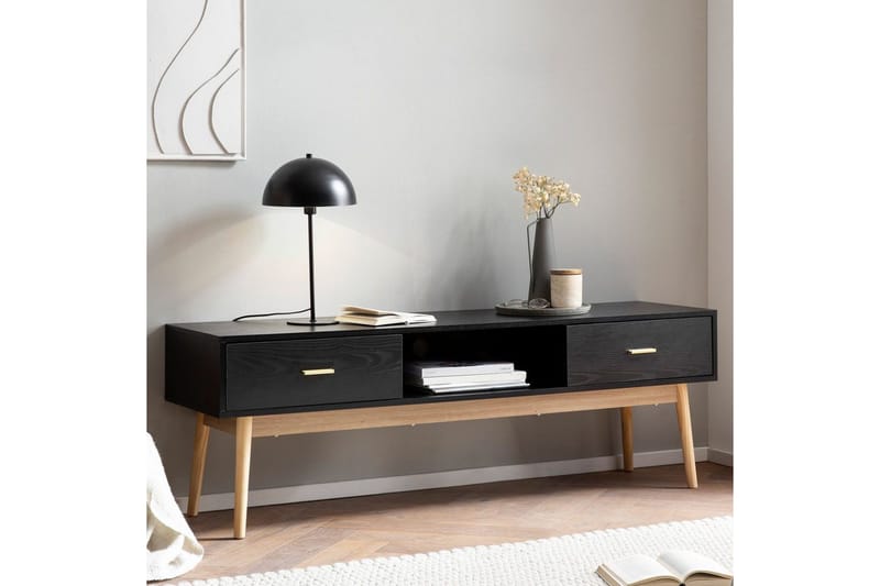 Lavbord Wohnling Eik Foliert 2 Skuffer Moderne med Oppbevaring Moderne - Møbler - TV- & Mediamøbler - TV-skap