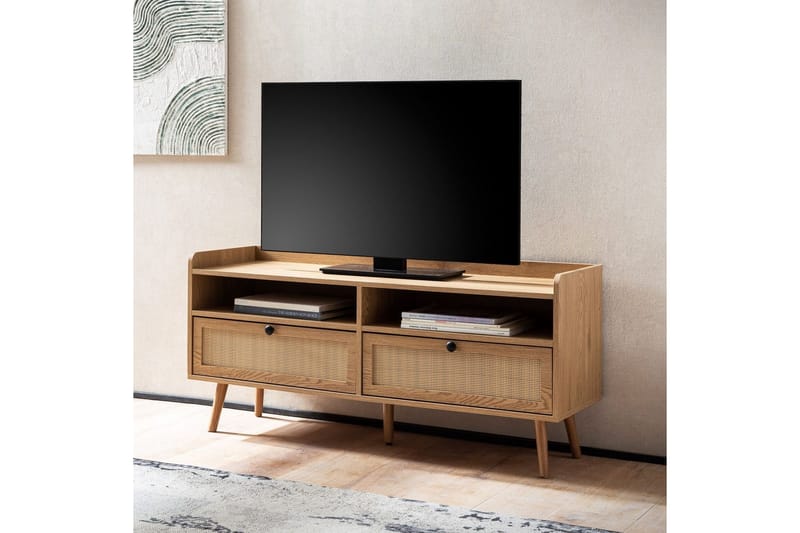 Lavbord Wohnling Eikfolie 2 skuffer moderne med oppbevaring Viennes flette moderne - Møbler - TV- & Mediamøbler - TV-skap
