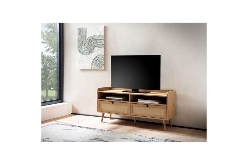 Lavbord Wohnling Eikfolie 2 skuffer moderne med oppbevaring Viennes flette moderne - Møbler - TV- & Mediamøbler - TV-skap
