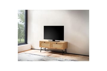 Lavbord Wohnling Melaminbelagt MDF Eik Optikk Rattan Front 2 Skuffer Metallben Moderne - Møbler - TV- & Mediamøbler - TV-skap