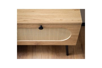 Lavbord Wohnling Melaminbelagt MDF Eik Optikk Rattan Front 2 Skuffer Metallben Moderne - Møbler - TV- & Mediamøbler - TV-skap