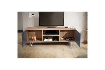 Lavbord Wohnling moderne sponplate, 2 dører, oppbevaringsbrett, metallben, moderne stil Eik, Grå - Eik, Grå - Møbler - TV- & Mediamøbler - TV-skap