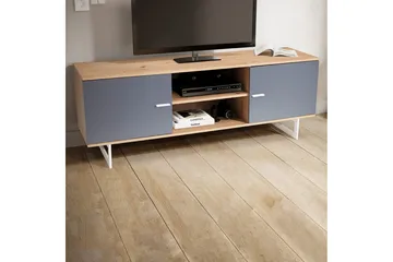 Lavbord Wohnling moderne sponplate, 2 dører, oppbevaringsbrett, metallben, moderne stil Eik, Grå - Eik, Grå - Møbler - TV- & Mediamøbler - TV-skap