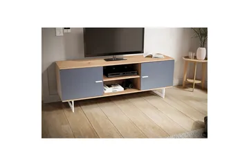 Lavbord Wohnling moderne sponplate, 2 dører, oppbevaringsbrett, metallben, moderne stil Eik, Grå - Eik, Grå - Møbler - TV- & Mediamøbler - TV-skap