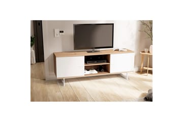 Lavbord Wohnling moderne sponplate, 2 dører, oppbevaringsbrett, metallben, moderne stil Eik, Hvit - Eik, Hvit - Møbler - TV- & Mediamøbler - TV-skap
