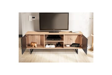 Lavbord Wohnling moderne sponplate, 2 dører, oppbevaringsbrett, metallben, moderne stil Eik, svart - Eik, svart - Møbler - TV- & Mediamøbler - TV-skap