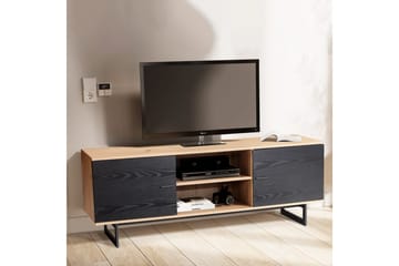 Lavbord Wohnling moderne sponplate, 2 dører, oppbevaringsbrett, metallben, moderne stil Eik, svart - Eik, svart - Møbler - TV- & Mediamøbler - TV-skap