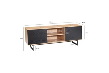 Lavbord Wohnling moderne sponplate, 2 dører, oppbevaringsbrett, metallben, moderne stil Eik, svart - Eik, svart - Møbler - TV- & Mediamøbler - TV-skap