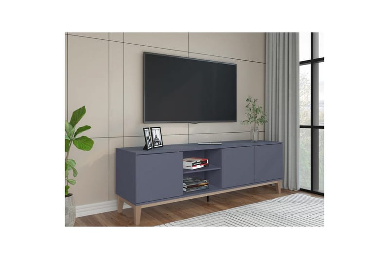 Lavbord Pelle Grå/Wotan Eik - Grå/Wotan Eik - Møbler - TV- & Mediamøbler - TV benk & mediabenk