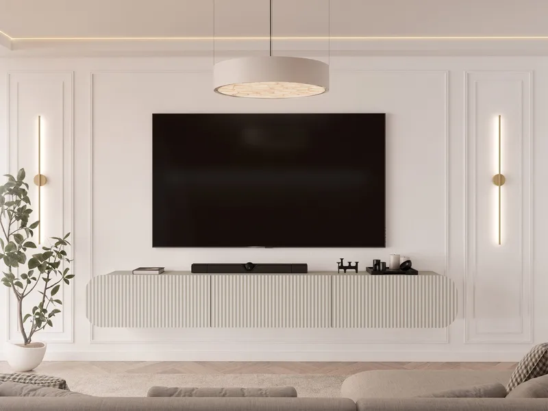 Lerva TV-benk 239 cm - Beige - Møbler - TV- & Mediamøbler - TV benk & mediabenk
