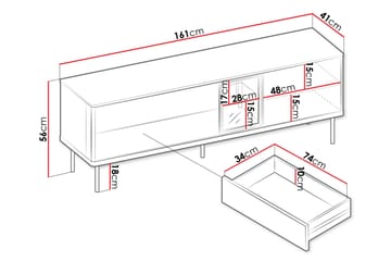 Levisa Gulvstående TV-Benk 161 cm med Oppbevaring i Malt Tre - Beige - Møbler - TV- & Mediamøbler - TV benk & mediabenk