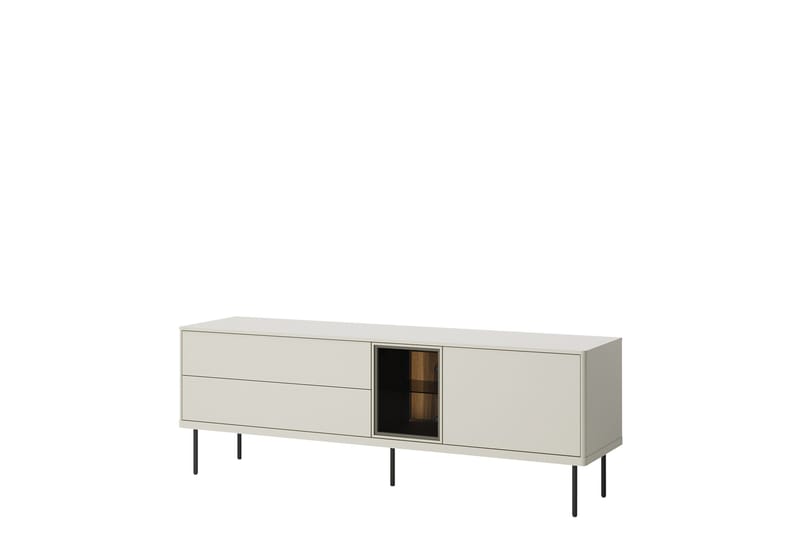 Levisa Gulvstående TV-Benk 161 cm med Oppbevaring i Malt Tre, Beige